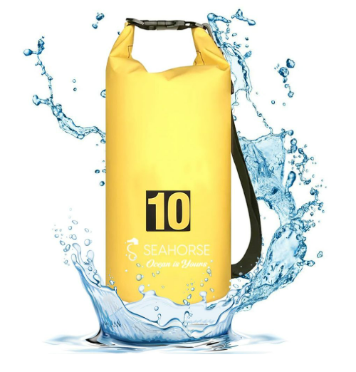 Sea Horse Su Geçirmez Kuru Çanta 10 Litre – PVC, Sarı, Doğa ve Su Sporları için Dayanıklı Dry Bag