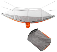 Captain Fileli ve Cibinlikli Pro Kamp Hamak – 260x140 cm, Turuncu-Gri, 150 kg Taşıma Kapasiteli